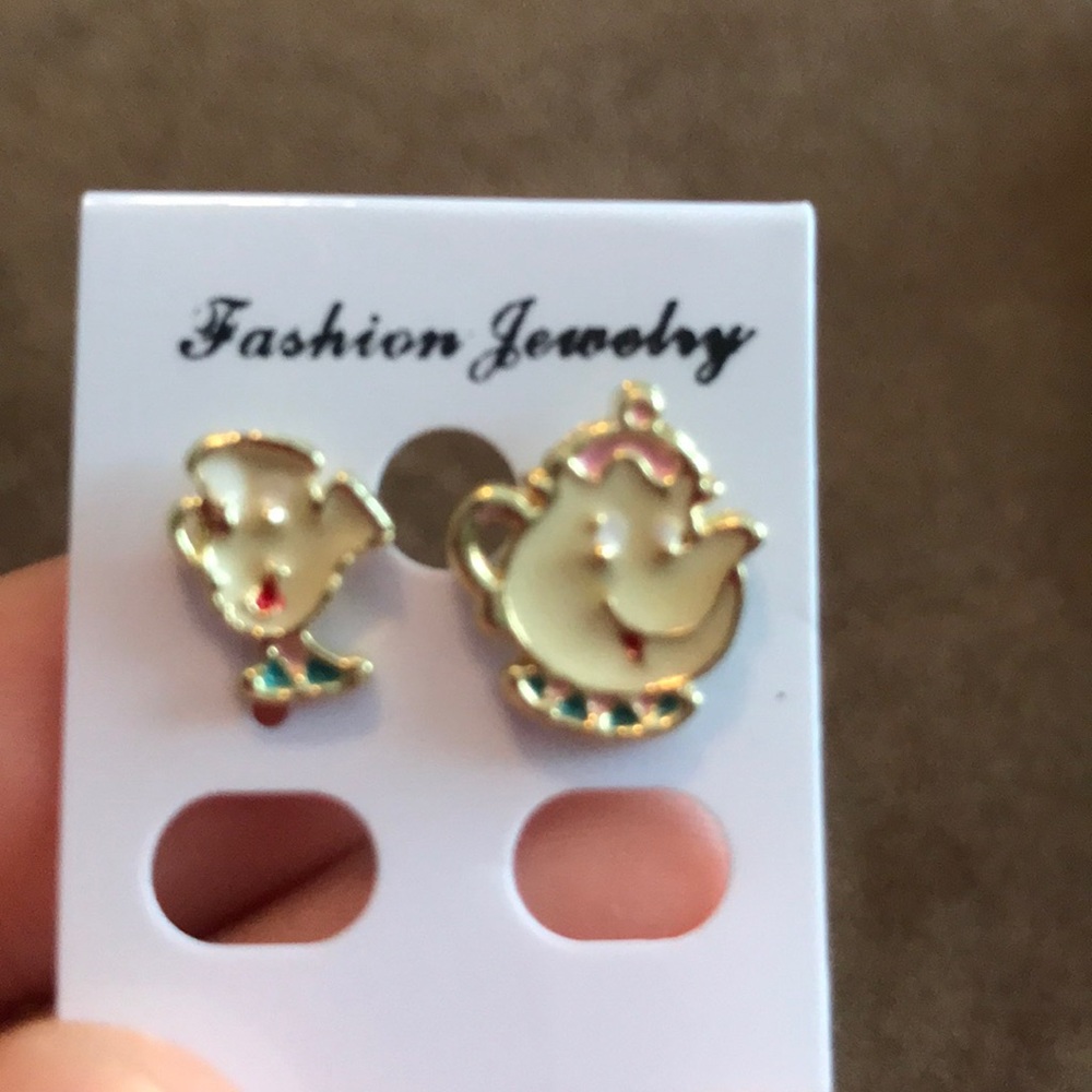 Disney Earrings Mrs Potts & Chip - beauty & beast - Picture 3 of 4